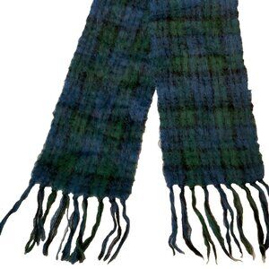 Creagaran Scarf South of Scotland Home Weavers Woven Blue Green Mohair Wool Blen